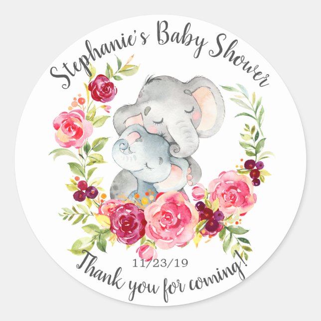 Sticker Favour pour maman & bébé Eléphant Douche F (Devant)