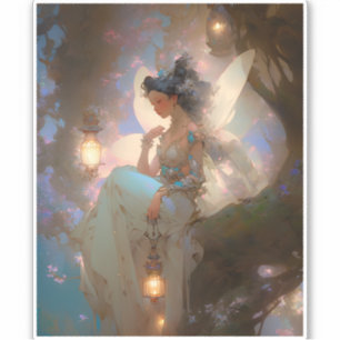 Sticker Fée avec lanterne