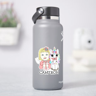 Sticker Fée de Blonde et Unicorne Nom personnalisé