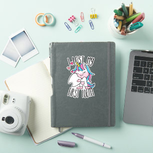 Sticker Fée Drôle - Cute Unicorn J'Ai Perdu Mon Premier T