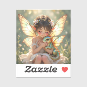 Sticker Fée et Dragon Chibi Conte de Fées Anime