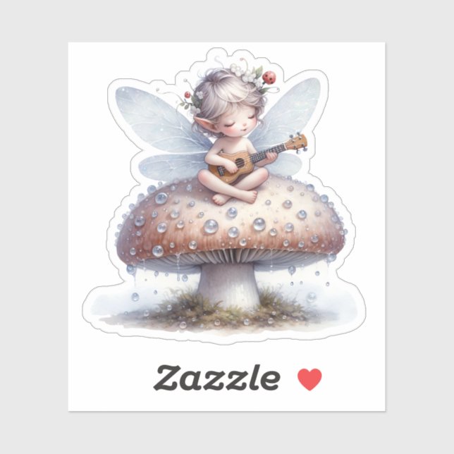 Sticker Fée mignonne avec Viola sur Champignons Anniversai (Feuille)