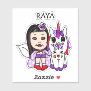 Sticker Fée Whimsical personnalisée et licorne