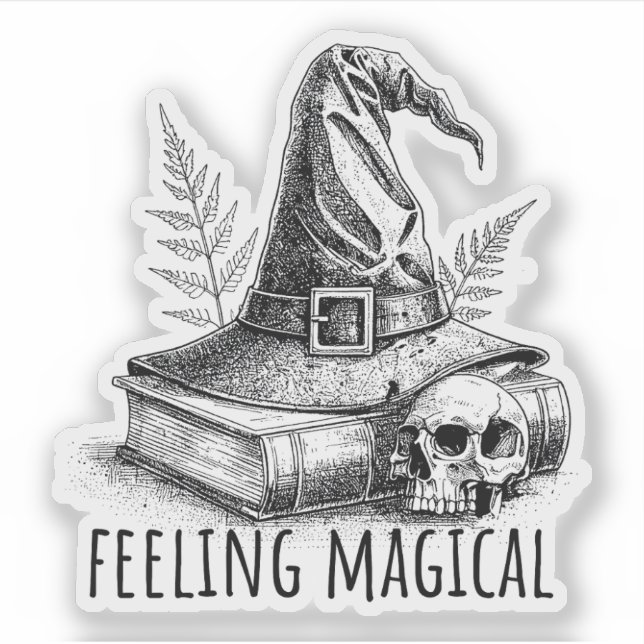 Sticker Feeling Magical Witches Spell Book and Skull (Devant)