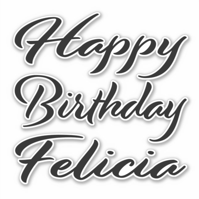 Sticker Felicia Nom Prénom Anniversaire de la Broderie noi (Devant)