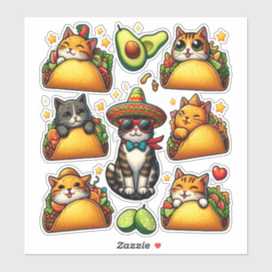 Sticker Feline Fiesta : Chats et Tacos