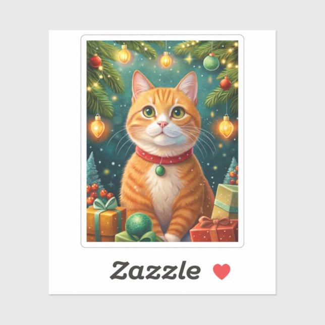 Sticker Feliz navidad de mi hermoso gato naranja (Feuille)