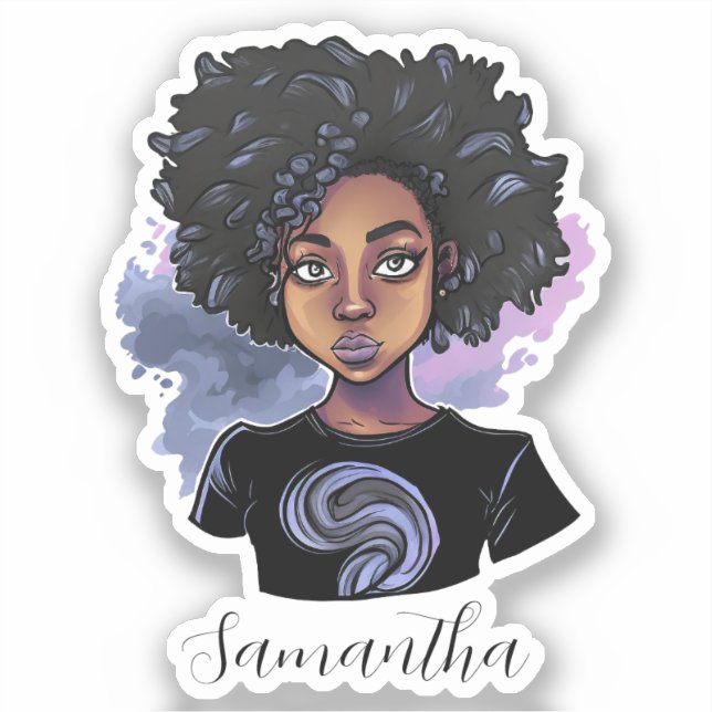 Sticker Femme afro-américaine pétillante (Recto)