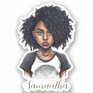 Sticker Femme afro chic et classique
