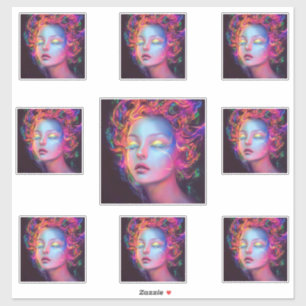 Sticker Femme Alien aux cheveux cosmiques