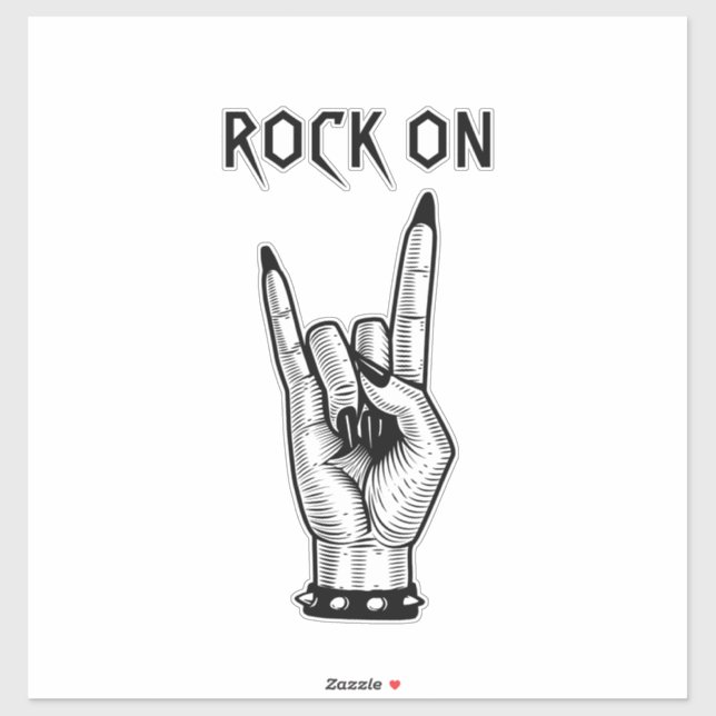 Sticker Femme Hand Rocker Illustration de l'art des signes (Feuille)