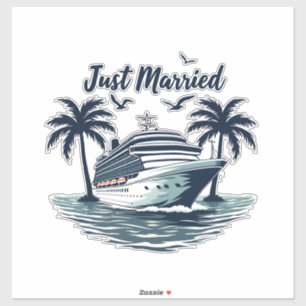 Sticker Femme mariée à bord d'une croisière d'été Mariage