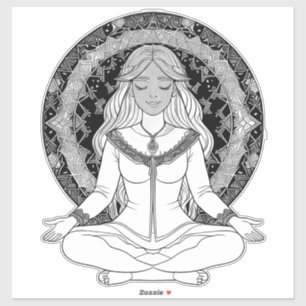 Sticker Femme méditante