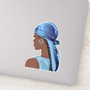 Sticker Femme noire avec un dessin coloré en durag