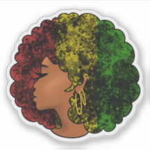 Femme noire rasta afro rouge jaune vert