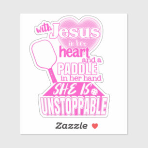 Sticker Femmes Pickleball Paddle et Jésus dire
