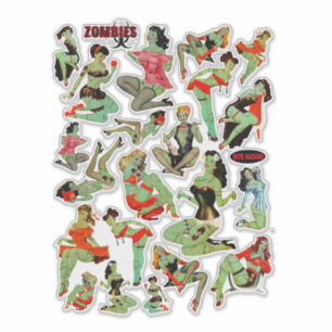 Sticker Femmes rétro Zombie