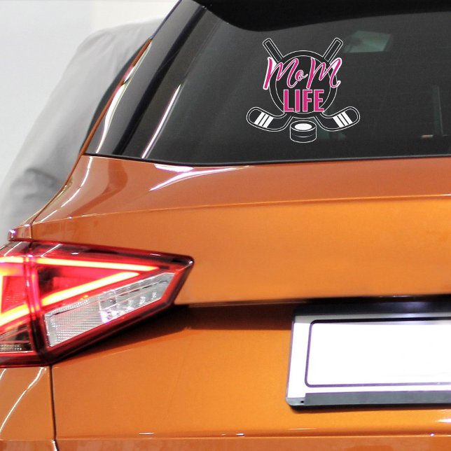Sticker Fenêtre de voiture de vie de maman de Hockey (Hockey Mom Life vinyl sticker decal for car)