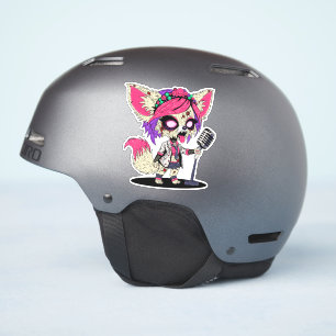Sticker Fennec Fox 80s Pop Star Zombie