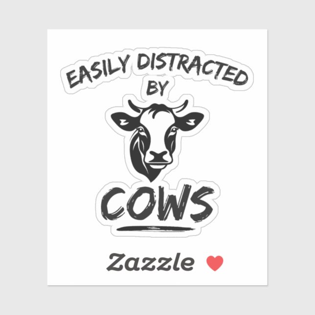 Sticker Ferme À Vaches : Facilement Distraite Par Les Vach (Feuille)