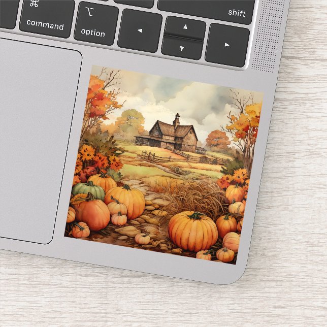 Sticker Ferme citrouille automne récolte Thanksgiving (Détail)