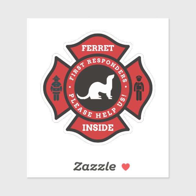 Sticker Ferret à l'intérieur de la maison Alerte pour anim (Feuille)