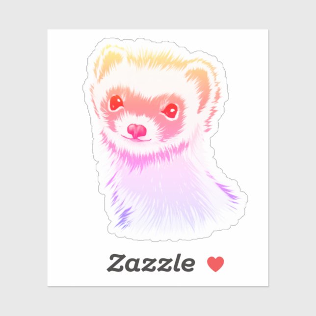 Sticker Ferret Sassy Aux Couleurs Arc-En-Ciel (Feuille)