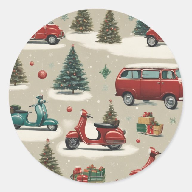 Sticker Festive Arbre de Noël avec ornements et (Devant)