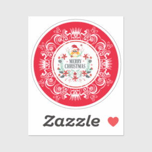 Sticker Festive Joyeux Noël Wreath & White Crown Frame