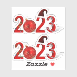 Sticker Festive Red Joyeux Noël Nouvel An 2023