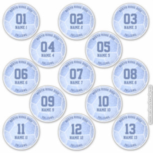 Sticker fête d'anniversaire de football féminin bleu pouss