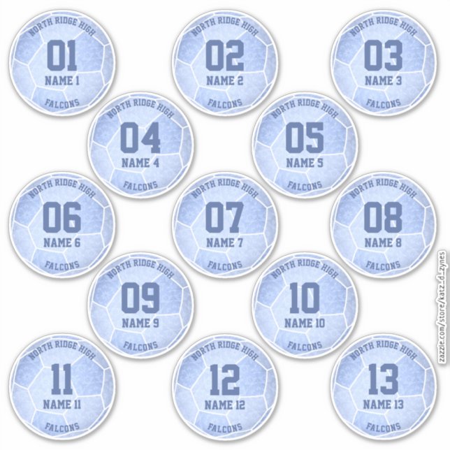 Sticker fête d'anniversaire de football féminin bleu pouss (Devant)