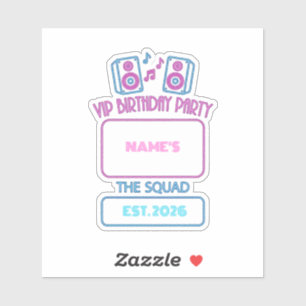 Sticker Fête d'anniversaire VIP Neon Squad Invité personna