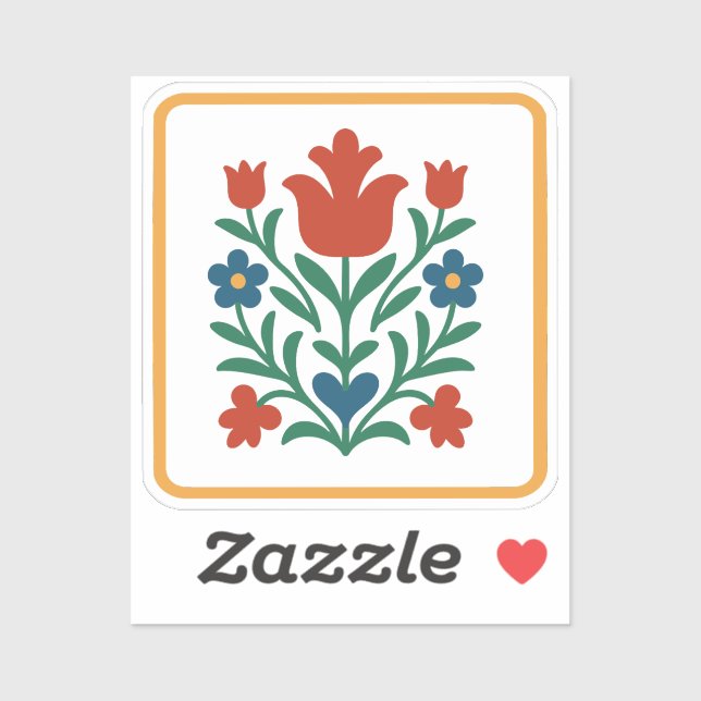 Sticker Fête d'Art folklorique du coeur et du pétale (Feuille)
