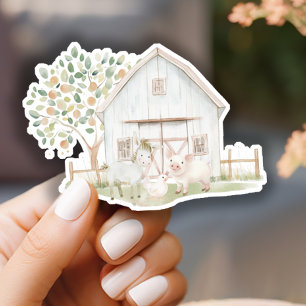 Sticker Fête de Naissance Amis de Prairie Animaux de Ferme