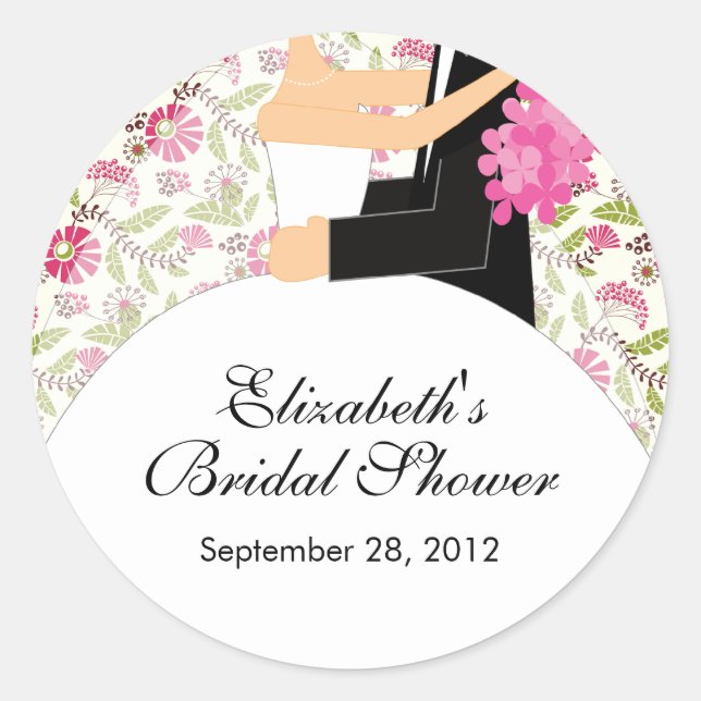 Sticker Fête des mariées de mariée florale rose (Devant)