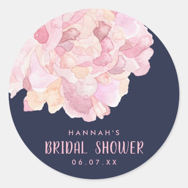 Sticker Fête des mariées rose Aquarelle Peony (Devant)