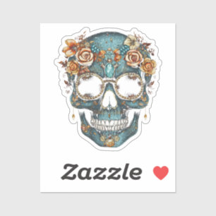 Sticker Fête du crâne mexicain floral de Dead Dia De Muert