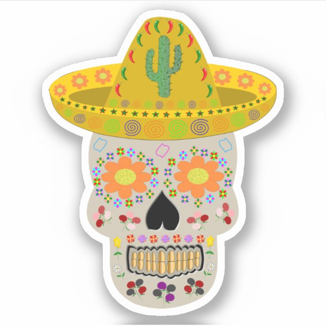 Sticker Fête mexicaine du crâne mort (Devant)