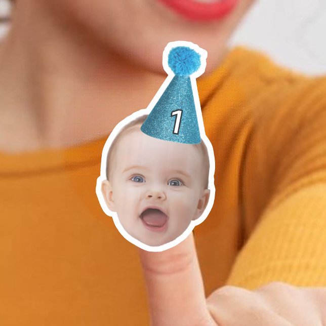 Sticker Fête photo visage bébé customisé Jalon anniversair (Créateur téléchargé)