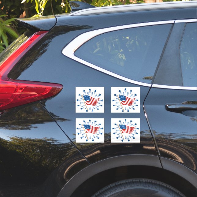 Sticker Feu d'artifice Drapeau Américain 4 juillet (Coté voiture)