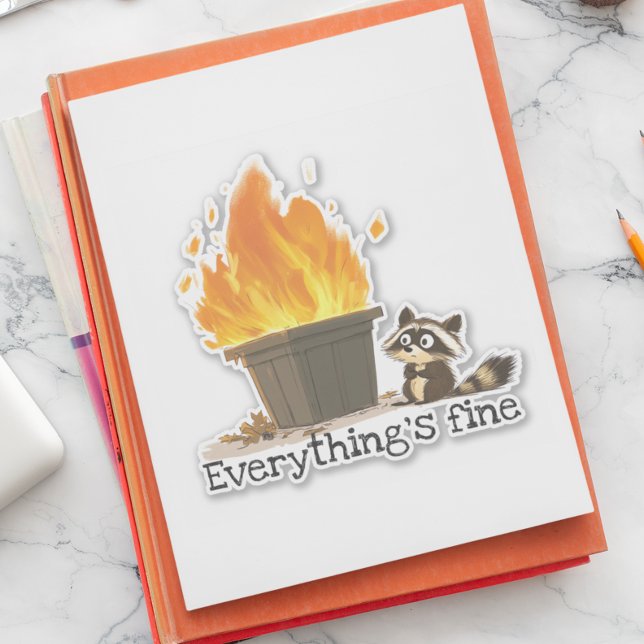 Sticker Feu de poubelle avec Raccoon (Créateur téléchargé)
