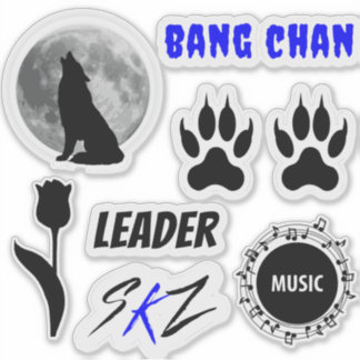 Sticker Feuille autocollante SKZ Bang Chan (noir x bleu) V