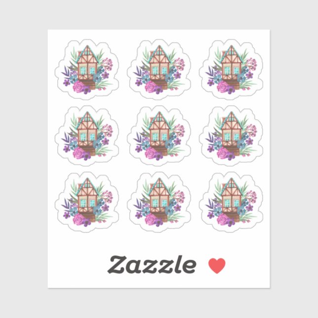 Sticker Feuille d'aquarelle de Cabine floral chic rustique (Feuille)