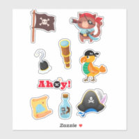 Feuille d'autocollant aventure Pirate pour enfants