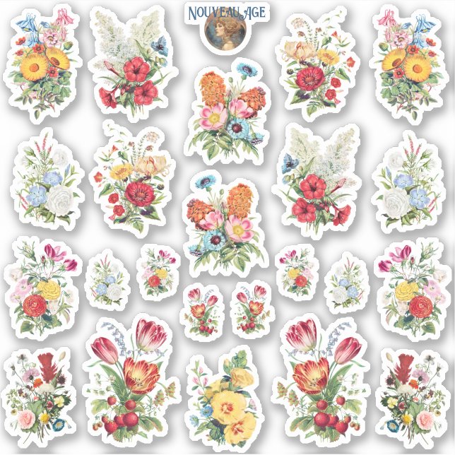 Sticker Feuille d'autocollant Bouquets de jardin symétriqu (Devant)