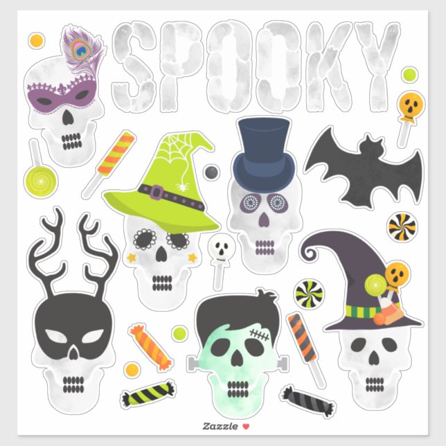 Sticker Feuille d'autocollant de variété Halloween éffraya (Feuille)