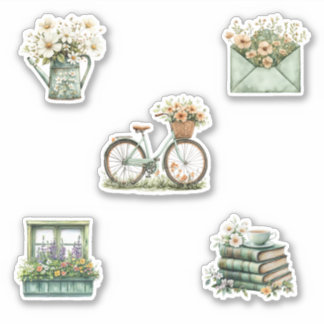 Sticker Feuille d'autocollant Fleurs de ressort