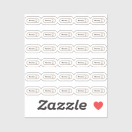 Sticker Feuille d'autocollant lundi semaine