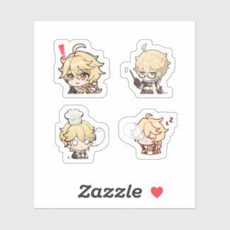 Sticker Feuille d'autocollants Aether Genshin Impact 4 piè